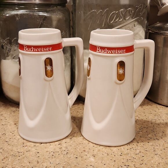 Vintage Budweiser Anheiser Busch Beer Steins Set of 2 12 oz. - Picture 3 of 13